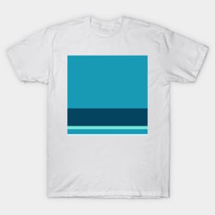 A remarkable pattern of Water, Sky Blue (Crayola), Water Blue and Midnight Green (Eagle Green) stripes. T-Shirt